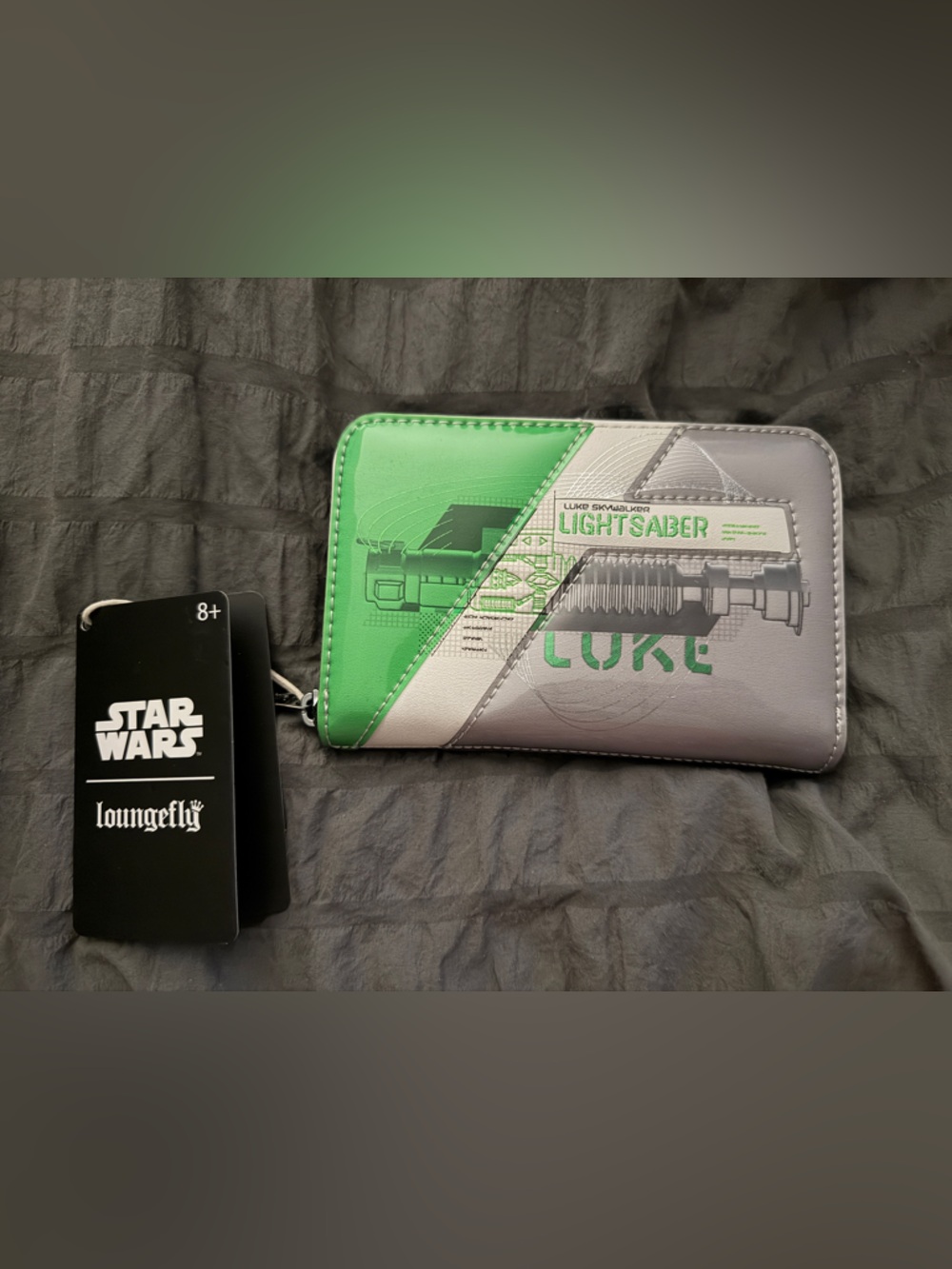 Loungefly Green & Gray Luke Skywalker Lightsaber Zip Wallet